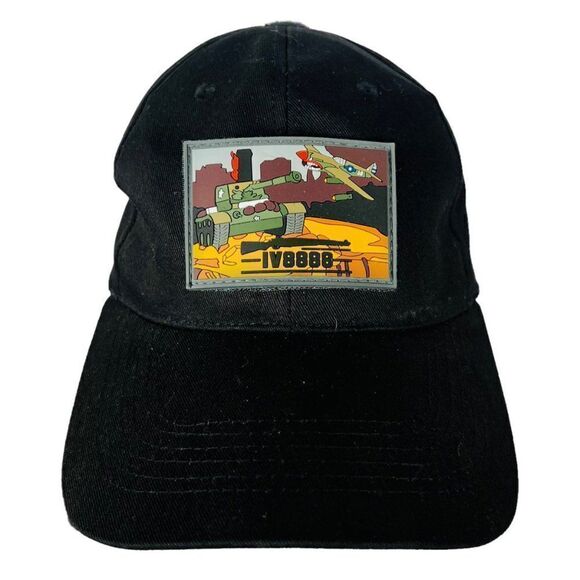 IV8888 Military Patch Hat Tank / Plane Plaine Black / Multicolor Adjustable - Picture 1 of 7